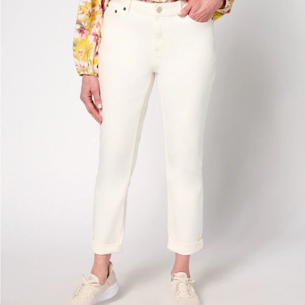 Martha Stewart Signature Regular Colored Rolled Hem Ankle Jeans White Size 12